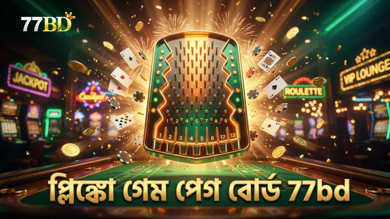পেগ বোর্ডের গঠন প্লিঙ্কো গেমের মূল কর্মপদ্ধতি নির্দেশ করে।